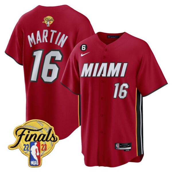 Caleb Martin 16 Miami Heat 2023 Finals Baseball Men Jersey - Statement
