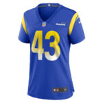 Joshua Karty 43 Los Angeles Rams Game Women Jersey - Royal
