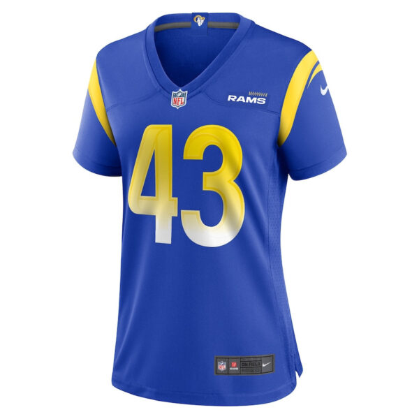 Joshua Karty 43 Los Angeles Rams Game Women Jersey - Royal