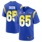 Coleman Shelton 65 Los Angeles Rams 2023 Playoffs Patch Game Men Jersey - Royal