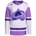 Colorado Avalanche Hockey Fights Cancer Primegreen Men Jersey - White/Purple