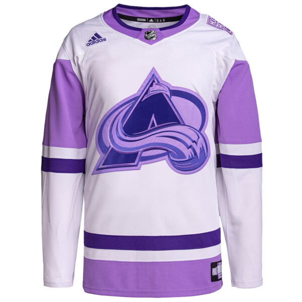 Colorado Avalanche Hockey Fights Cancer Primegreen Men Jersey - White/Purple