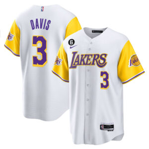 Anthony Davis 3 Los Angeles Lakers Color Sleeves Baseball Men Jersey - White