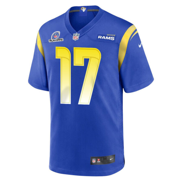 Puka Nacua 17 Los Angeles Rams 2023 Playoffs Patch Game Men Jersey - Royal