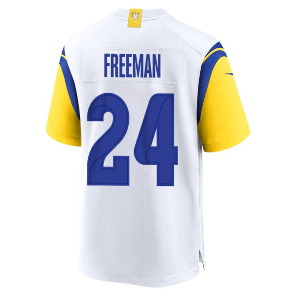 Royce Freeman 24 Los Angeles Rams 2023 Playoffs Patch Game Men Jersey - White