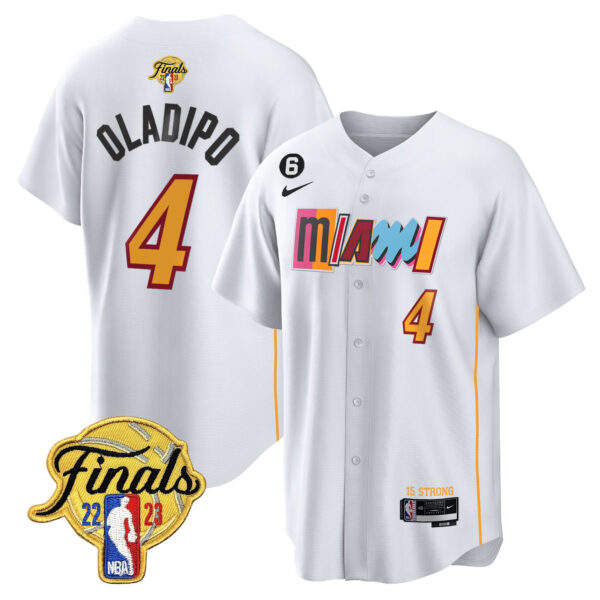 Victor Oladipo 4 Miami Heat 2023 Finals Baseball Men Jersey - City White