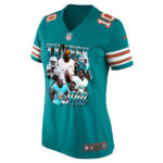 Tyreek Hill 10 Signed Miami Dolphins Cheetah Alternate Game Women Jersey - Aqua