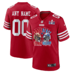 San Francisco 49ers vs. Detroit Lions 2023 NFC Championship Matchup Game Custom Men Jersey - Scarlet