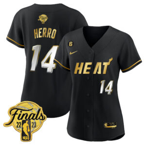 Tyler Herro 14 Miami Heat 2023 Finals Baseball Women Jersey - Black Limited