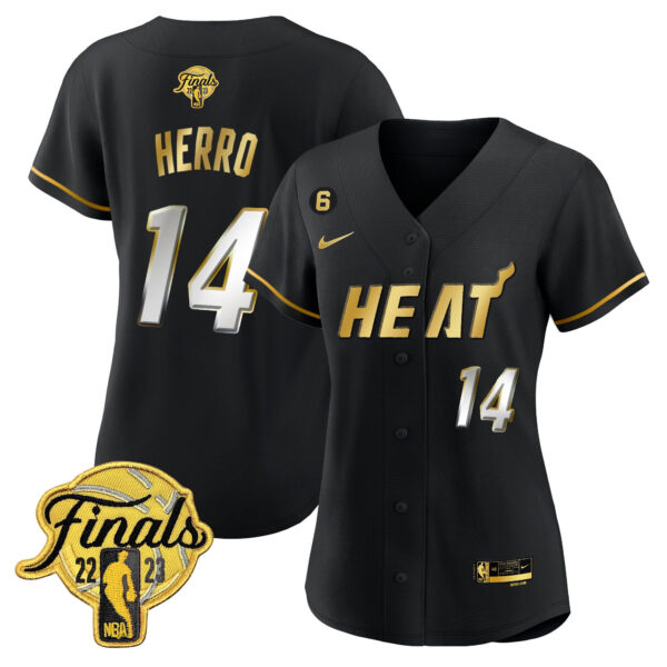 Tyler Herro 14 Miami Heat 2023 Finals Baseball Women Jersey - Black Limited