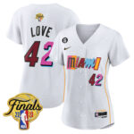 Kevin Love 42 Miami Heat 2023 Finals Baseball Women Jersey - City White