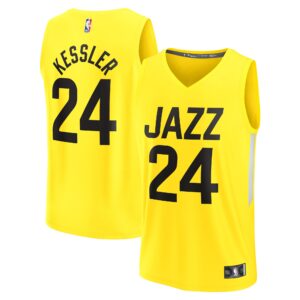 Walker Kessler Utah Jazz Fanatics Youth Fast Break Player Jersey - Icon Edition - Yellow