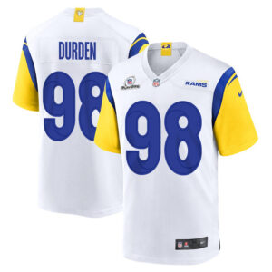 Cory Durden 98 Los Angeles Rams 2023 Playoffs Patch Game Men Jersey - White
