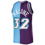 Karl Malone Utah Jazz Mitchell & Ness Hardwood Classics 1996/97 Split Swingman Jersey - Purple/Turquoise