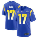 Puka Nacua 17 Los Angeles Rams 2023 Playoffs Patch Game Men Jersey - Royal
