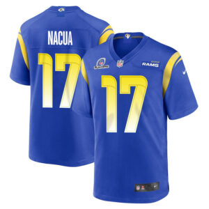 Puka Nacua 17 Los Angeles Rams 2023 Playoffs Patch Game Men Jersey - Royal