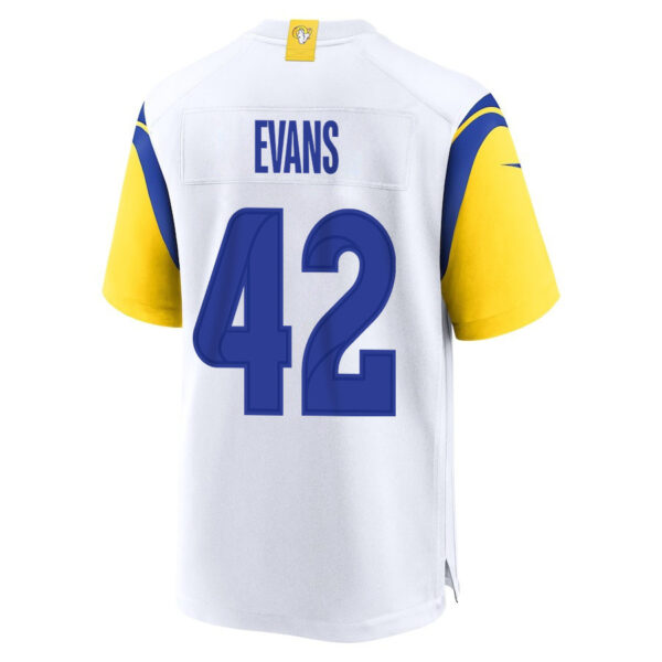 Ethan Evans 42 Los Angeles Rams 2023 Playoffs Patch Game Men Jersey - White