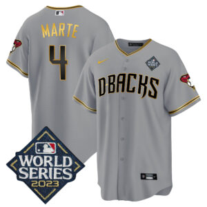 Ketel Marte 4 Arizona Diamondbacks 2023 World Series Men Jersey - Gray Gold