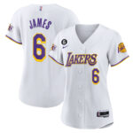 LeBron James 6 Los Angeles Lakers Baseball Jersey - White