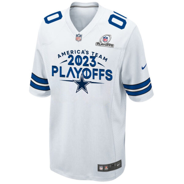 Dallas Cowboys America's Team 2023 Playoffs Game Men Custom Jersey - White