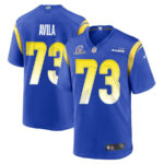 Steve Avila 73 Los Angeles Rams 2023 Playoffs Patch Game Men Jersey - Royal