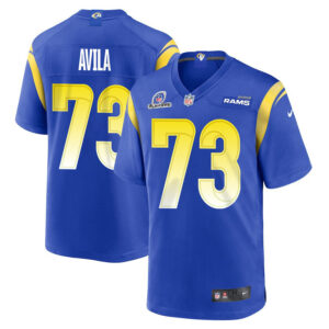 Steve Avila 73 Los Angeles Rams 2023 Playoffs Patch Game Men Jersey - Royal