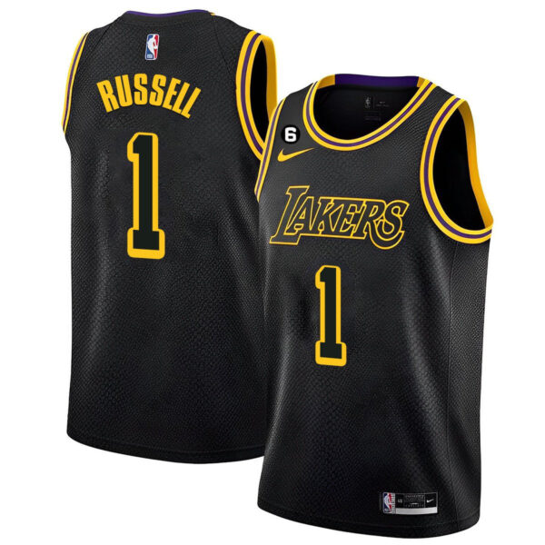 D'Angelo Russell 1 Los Angeles Lakers 2023 Jersey - Black Mamba