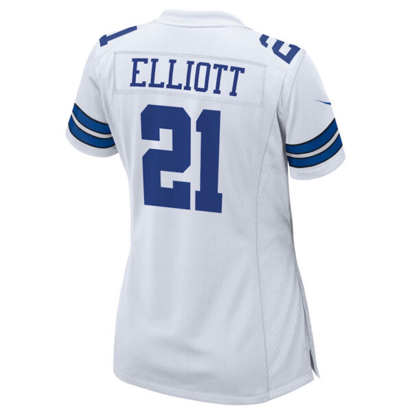 Ezekiel Elliott 21 Dallas Cowboys Women Team Game Jersey - White