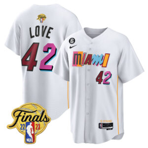 Kevin Love 42 Miami Heat 2023 Finals Baseball Men Jersey - City White