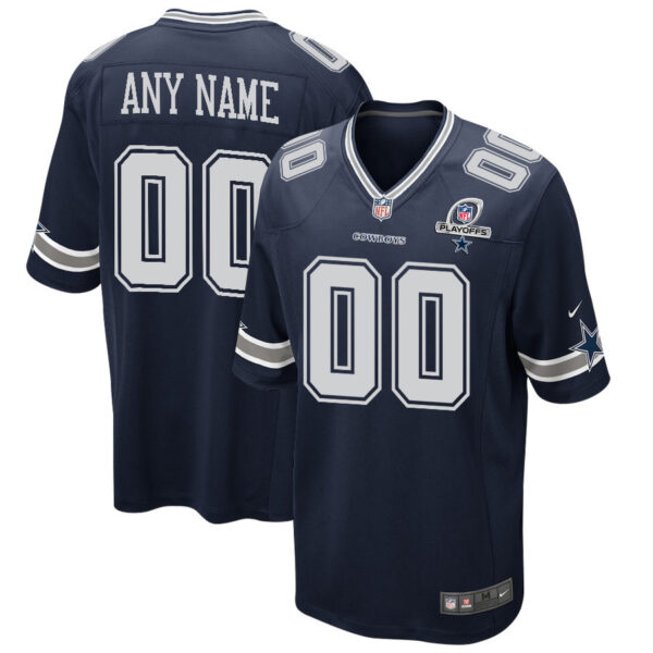 Dallas Cowboys 2023 Playoffs Patch Game Men Custom Jersey - Navy