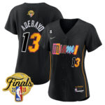 Bam Adebayo 13 Miami Heat 2023 Finals Baseball Women Jersey - City Black