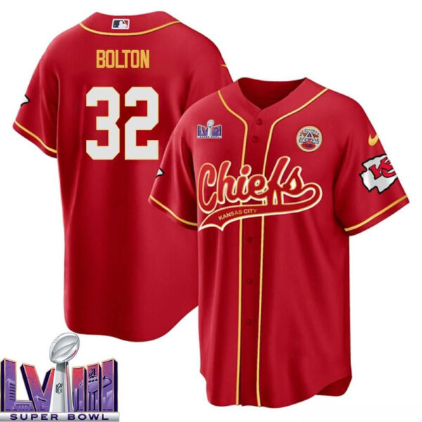 Nick Bolton 32 Kansas City Chiefs Super Bowl LVIII Baseball Men Jersey - Red