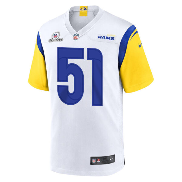 Zach VanValkenburg 51 Los Angeles Rams 2023 Playoffs Patch Game Men Jersey - White