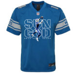 Amon-Ra St. Brown 14 Detroit Lions Sun God Game YOUTH Jersey - Blue