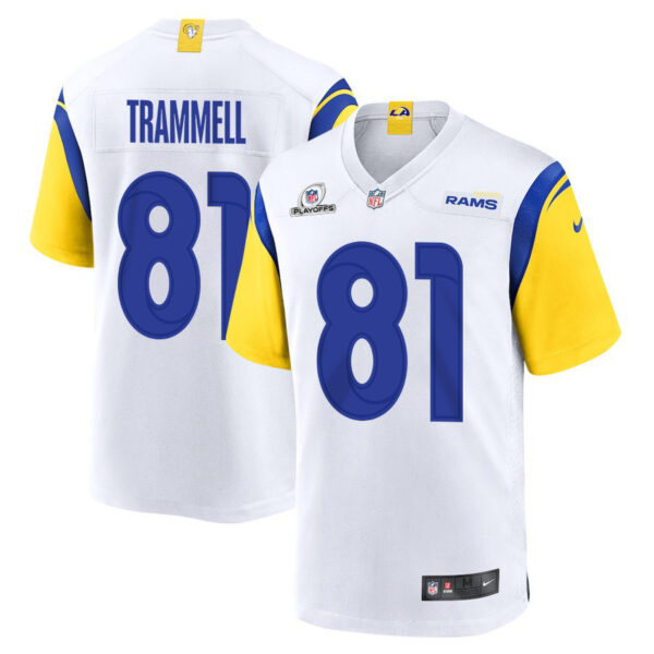 Austin Trammell 81 Los Angeles Rams 2023 Playoffs Patch Game Men Jersey - White