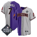 Corbin Carroll 7 Arizona Diamondbacks Phoenix Suns 2023 World Series Stitched Baseball Jersey - Grey/Purple