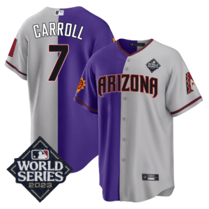 Corbin Carroll 7 Arizona Diamondbacks Phoenix Suns 2023 World Series Stitched Baseball Jersey - Grey/Purple