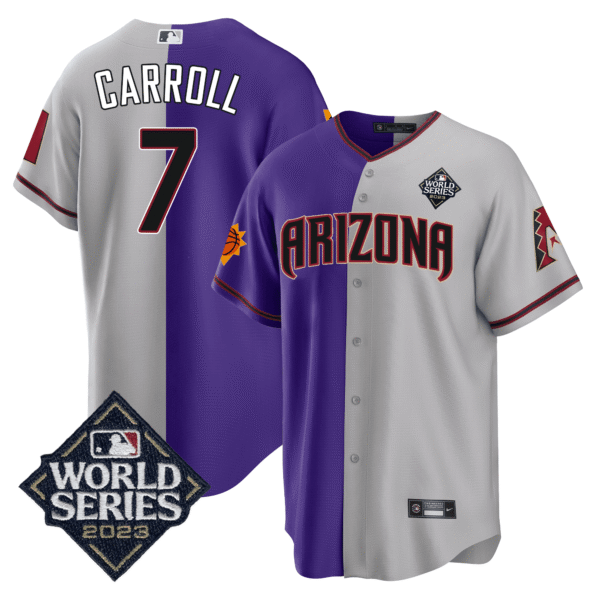 Corbin Carroll 7 Arizona Diamondbacks Phoenix Suns 2023 World Series Stitched Baseball Jersey - Grey/Purple