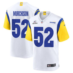 Larrell Murchison 52 Los Angeles Rams 2023 Playoffs Patch Game Men Jersey - White