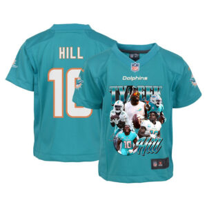 Tyreek Hill 10 Signed Miami Dolphins Cheetah Game YOUTH Jersey - Aqua