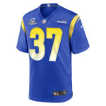 Quentin Lake 37 Los Angeles Rams 2023 Playoffs Patch Game Men Jersey - Royal