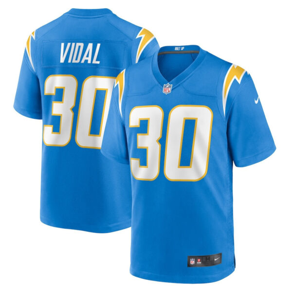 Kimani Vidal 30 Los Angeles Chargers Team Game Men Jersey - Powder Blue