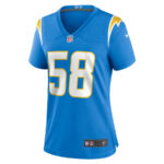 Justin Hollins 58 Los Angeles Chargers Game Women Jersey - Powder Blue