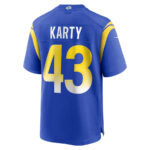 Joshua Karty 43 Los Angeles Rams Team Game Men Jersey - Royal