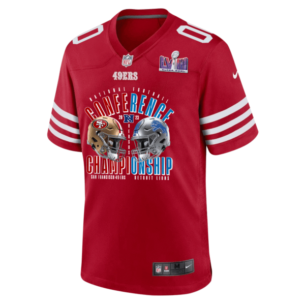 San Francisco 49ers vs. Detroit Lions 2023 NFC Championship Matchup Game Custom Men Jersey - Scarlet