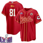Blake Bell 81 Kansas City Chiefs Super Bowl LVIII Baseball Men Jersey - Red