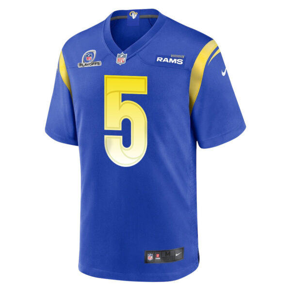 Tutu Atwell 5 Los Angeles Rams 2023 Playoffs Patch Game Men Jersey - Royal
