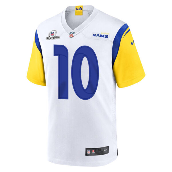 Cooper Kupp 10 Los Angeles Rams 2023 Playoffs Patch Game Men Jersey - White
