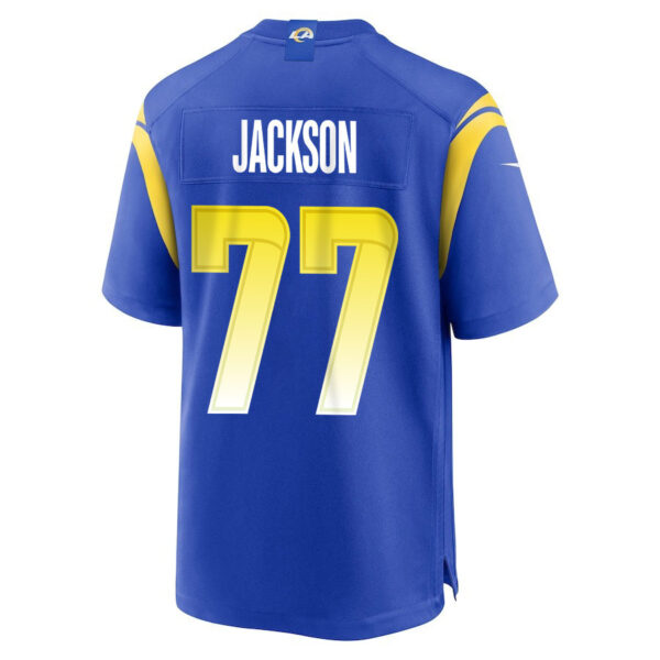 Alaric Jackson 77 Los Angeles Rams 2023 Playoffs Patch Game Men Jersey - Royal