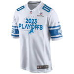 Detroit Lions One Pride 2023 Playoffs Game Men Custom Jersey - White